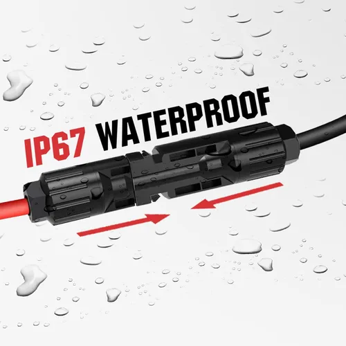 Vista 7 de ECO-WORTHY - Cable de extensión solar de 10 pies y 10 AWG, 30A/1000V CC, impermeable IP67 con conectores rápidos compatibles (rojo+negro)