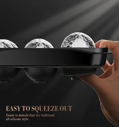 Vista 5 de Molde redondo para cubitos de hielo con tapa, máquina de bolas de hielo de esfera de 2.2 pulgadas, molde grande para cubitos de hielo para whisky