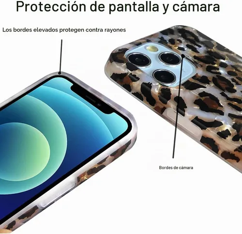 Vista 9 de J.west - Funda compatible con iPhone 15 Pro Max de 6.7 pulgadas, elegante y transparente, con estampado de leopardo y guepardo, diseño nacarado