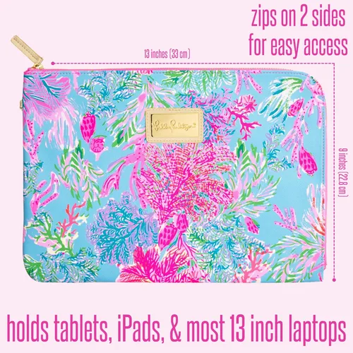 Vista 2 de Lilly Pulitzer Funda acolchada Tech con pequeña bolsa con cremallera para accesorios, bonita funda para laptop para mujer, bolsa para tableta
