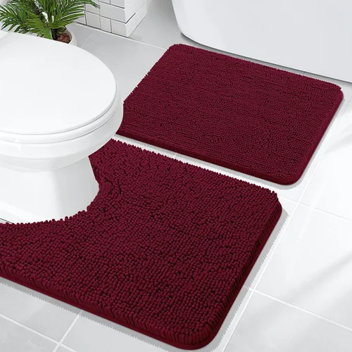 Vista 32 de OLANLY Juego de 2 alfombras de baño de felpilla suave y absorbente, antideslizantes, de secado rápido, lavables a máquina, accesorios de decoración