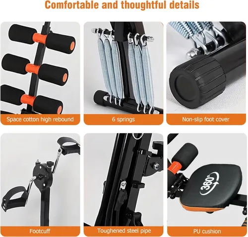 Vista 7 de Banco de Entrenamiento Abdominal – Máquina Ajustable de Abdominales con Bloqueo de Piernas – Entrenador de Core para Gimnasio en Casa