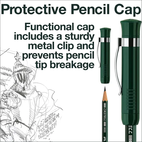 Vista 7 de Faber-Castell Perfect Pencil 9000 - Recambio de 3 unidades, plomo #2, sacapuntas y extensor (paquete de 1)