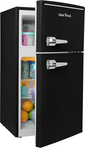 Vista 12 de West Bend - Mini refrigerador para dormitorio, oficina, bar o dormitorio universitario, refrigerador compacto retro con puerta única, estantes