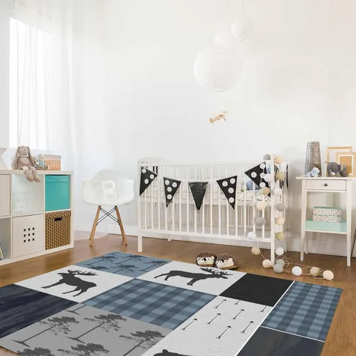 Vista 6 de Large Rectangular Area Rugs 2.7' x 5' Living Room, Retro Countryside Bear Moose Woods Durable Non Slip Rug Carpet Floor Mat for Bedroom Bedside