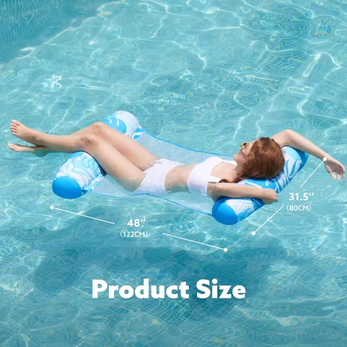 Vista 7 de SLOOSH 2 Packs Hammock Pool Floats Adults, 4-in-1 Multi-Purpose Inflatable Pool Floats PVC Water Hammock Lounge Floaties