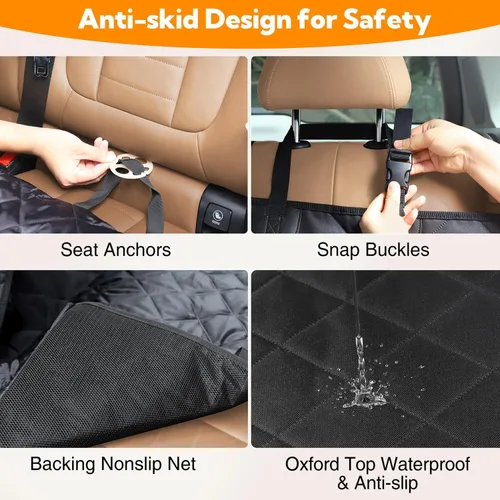 Vista 7 de Kytely Funda de asiento de automóvil para perro, hamaca de perro resistente 600D para automóvil con solapa lateral, funda de asiento trasero