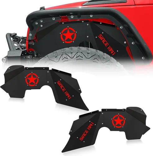 YZONA Forros de guardabarros interiores delanteros compatibles con Wrangler JK y JKU Unlimited 2007-2018 de 2/4 puertas, protectores de barro estilo