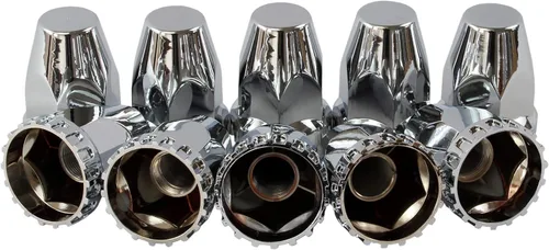 Vista 6 de MRJLK Juego completo de cubiertas de eje ABS cromadas con tapas de cubo estándar y tapas de tuerca atornilladas de 1.299 in para semirremolques