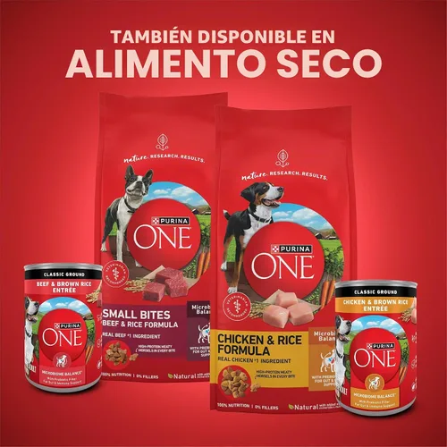 Vista 10 de Purina ONE - Paté natural, Paquete variado de comida húmeda enlatada para perros, SmartBlend Chicken Entree & Beef Entree - (6) latas de 13 oz.