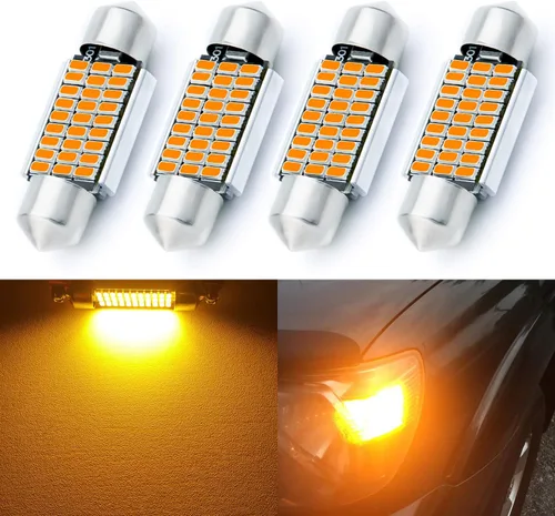 Vista 32 de AUTOGINE 4 unidades DE3022 DE3021 DE3175 3175 3022 bombillas LED Festoon 28mm 29mm 1.1" Ámbar Amarillo 3014 15-EX Chipsets para luces interiores