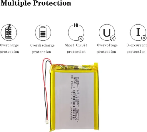 Vista 4 de Batería recargable del ion del polímero de litio del litro 3.7V 605065 2800mAh Lipo con el conector JST el 4.1 ft