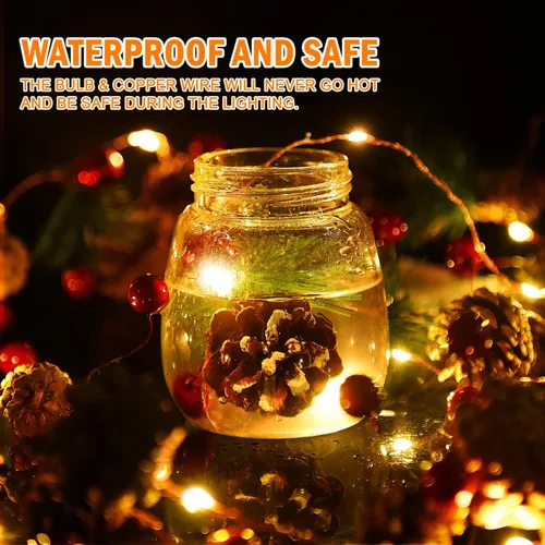 Vista 5 de Rocinha Paquete de 2 guirnaldas de Navidad con luces – 7.2 pies 20 luces LED de pino rojo bayas, funciona con pilas para chimenea, decoración