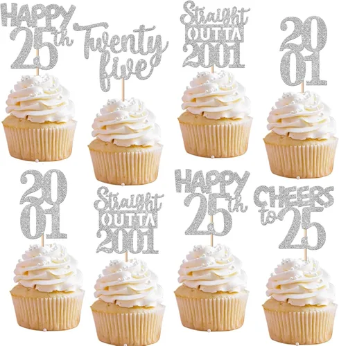 Vista 137 de 30 piezas de decoraciones para pastel de cumpleaños número 10, decoraciones de cupcakes negras con brillo, 10 feliz cumple, directo desde 2016, 10