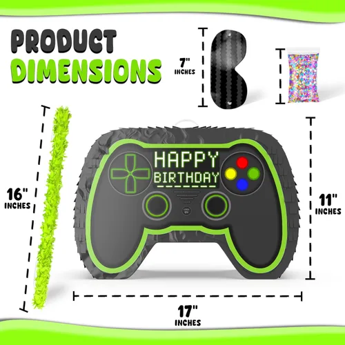 Vista 2 de Juego de mandos de piñata para videojuegos, ideal para decoraciones de cumpleaños de jugadores, piñatas, cumpleaños para niños, suministros