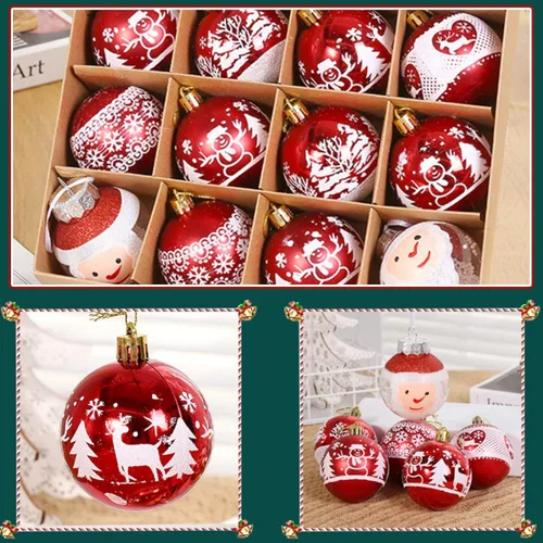 Vista 4 de 16 adornos de bolas de Navidad inastillables, bola de plástico inastillable, bola de regalo para árbol de Navidad, diseño de boda, bola de Navidad