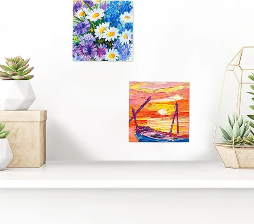 Vista 7 de ADXCO Paquete de 8 paneles de madera de 4 x 4 pulgadas, lienzos de madera sin terminar para pintar, verter, uso artístico con óleos, acrílicos