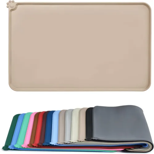 Vista 13 de AUDWUD - Tapete de silicona impermeable para alimentación de mascotas, antideslizante, tapete para tazón de perros para comida y agua