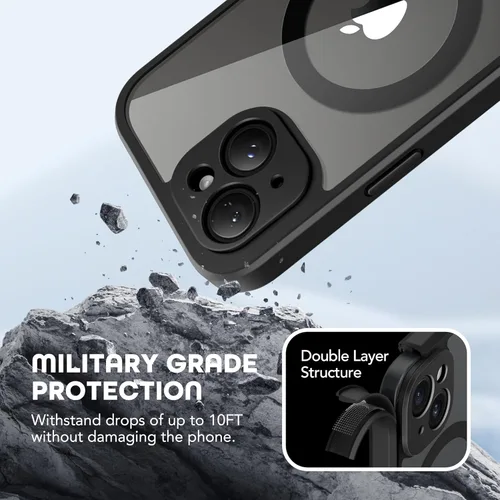 Vista 4 de TIESZEN Funda para iPhone 15, compatible con MagSafe, protector de pantalla de privacidad integrado y protección de cámara, antiespía, cuerpo