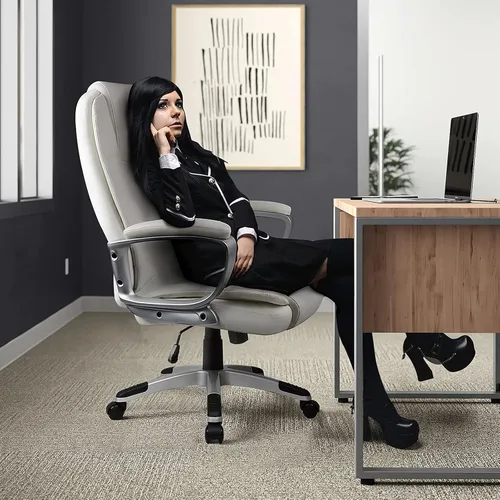 Vista 6 de OFIKA Silla de oficina, silla de escritorio para computadora para juegos, cojín ergonómico de respaldo alto, soporte lumbar con ruedas, cómodo