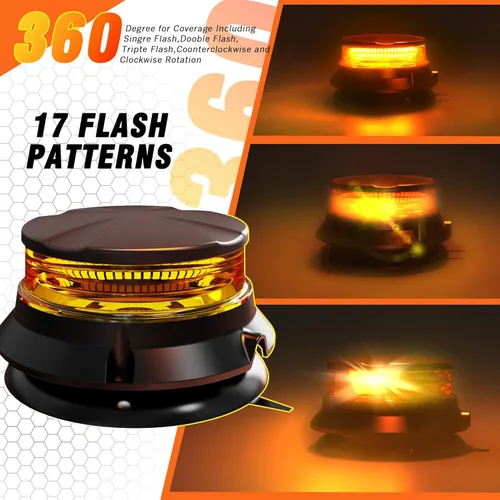 Vista 3 de Luces de baliza estroboscópica ámbar LED WINECO, luces de advertencia de emergencia de seguridad intermitentes giratorias para carretilla elevadora