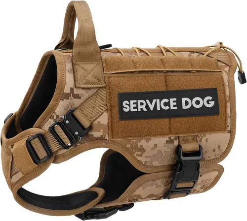 Vista 9 de PETNANNY - Chaleco táctico para perro de servicio - Arnés de apoyo emocional sin tirones con parches de gancho y bucle y sistema Molle para Negro