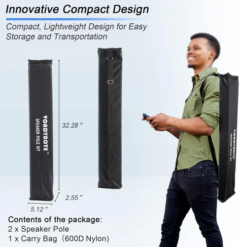 Vista 6 de Vondynote Poste de altavoz múltiple para subwoofer con ajuste de altura para montaje roscado M20 y montaje de 1.378 in con bolsa de transporte