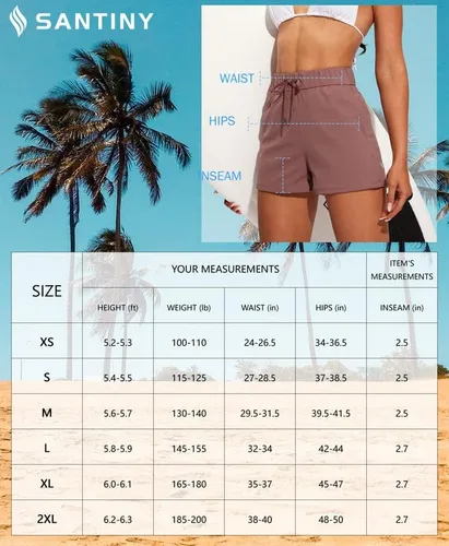 Vista 7 de SANTINY Women's Swim Board Shorts with Pockets UPF50+ Quick Dry 2.5'' Beach Bathing Suit Shorts for Women