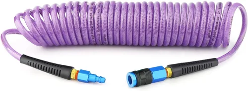 Vista 21 de GASHER Manguera de aire de retroceso de poliuretano de 1/4 "x 50FT con restrictor de curva, acoplador rápido industrial de 1/4" y enchufe