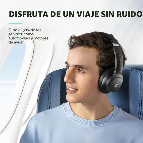 Vista 2 de Soundcore by Anker Q20i Auriculares híbridos con cancelación activa de ruido, Bluetooth inalámbrico supraaurales, 40H de reproducción prolongada