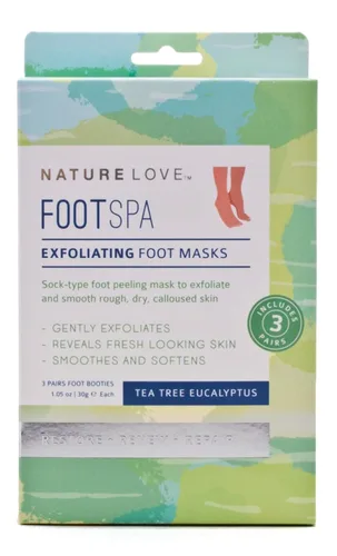 Vista 7 de Nature Love - Mascarilla exfoliante para pies Menta lavanda exfolia suavemente Sin parabenos (3 pares)