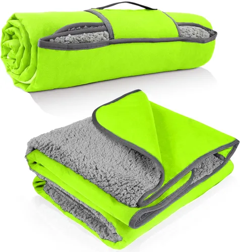 Vista 16 de Tirrinia Manta impermeable para exteriores con forro sherpa, resistente al viento, triple capa, cálida y cómoda, plegable para camping, estadio