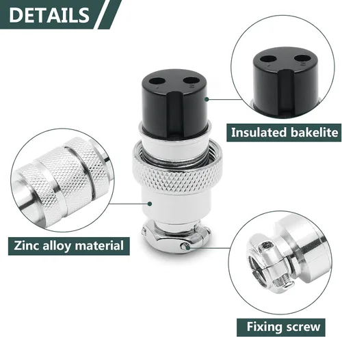 Vista 3 de 2 Conjuntos de Conector de Aviación 2P 10A GX20-2 Impermeable Metal Macho Hembra Panel de Alambre de Potencia Chasis Accesorios Conector Aviación