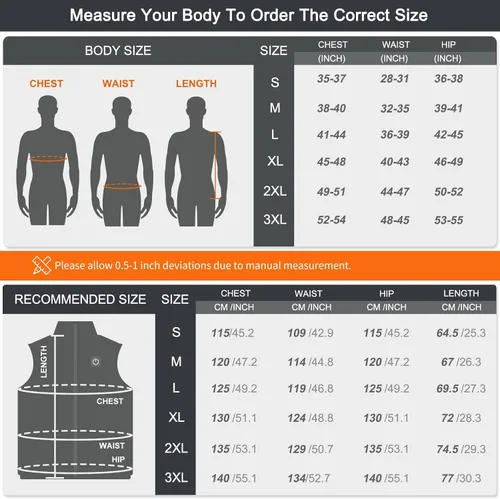 Vista 6 de NUNEWARES Heated Vest,USB Charging Lightweight Heated Jacket,Heating Clothing for Men Women,Outdoor