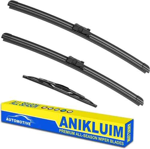 ANIKLUIM® Juego de limpiaparabrisas de 26 + 17 pulgadas con limpiaparabrisas trasero de 12 pulgadas, repuesto automotriz (paquete de 3)