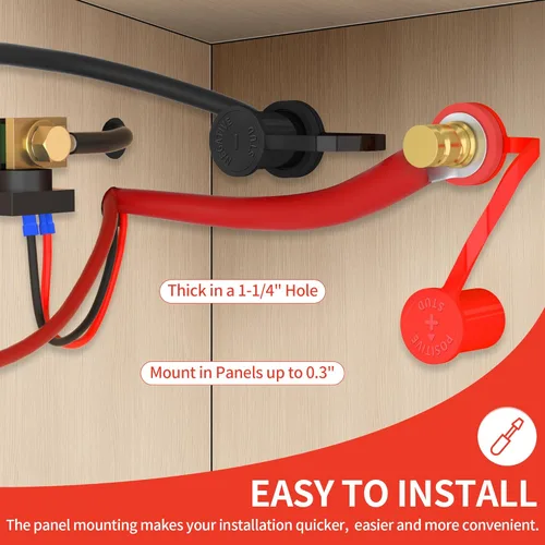 Vista 3 de Joinfworld Terminales de batería remotos con espárrago de 3/8" Poste de salto de batería con cubierta, Kit de poste de carga de batería de 250A