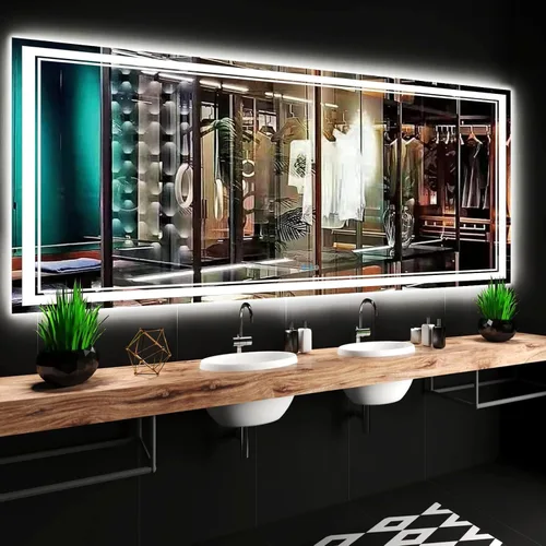 Vista 17 de Espejo de baño LED de 30 x 20 pulgadas con luces, 3 colores de brillo ajustable, antiniebla, espejo de tocador iluminado de 30 pulgadas para pared