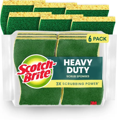 Scotch-Brite - Esponja de limpieza resistente, 6 esponjas de cocina diseñadas para las tareas difíciles en la cocina que duran 3 veces más*, ideales