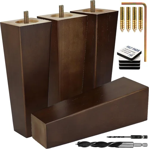 Vista 13 de Airy Abode Patas cuadradas premium de muebles en negro (kit de instalación completa) - Elige tu