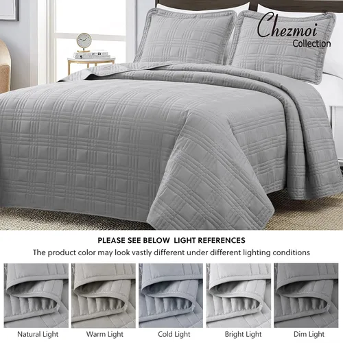 Vista 8 de Chezmoi Collection - Juego de colcha de 3 piezas de gran tamaño Kingston
