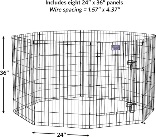 Vista 7 de Hogares para mascotas de Midwest, corral de ejercicio de metal plegable / corral para mascotas, 8 paneles cada uno