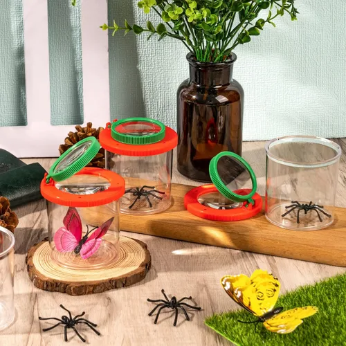 Vista 7 de Visor de insectos para niños, 4 piezas de caja de insectos con lupa, kit para atrapar insectos para niños, contenedor de lupa, jaula de insectos