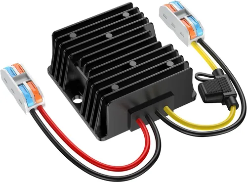 Vista 8 de Convertidor de 24 voltios a 12 voltios reductor con fusible impermeable y bloque de terminales de cable, transformador de 24 V a 12 V 10 A 120 W