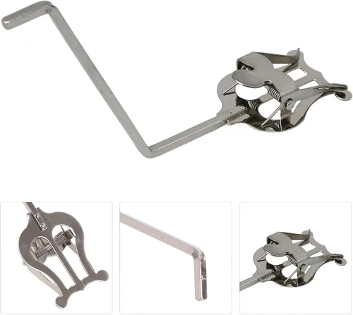 Vista 3 de Yibuy Sax Abrazadera Clip Lira para Saxofón Alto Tenor Banda Para Marcha Clips Plata