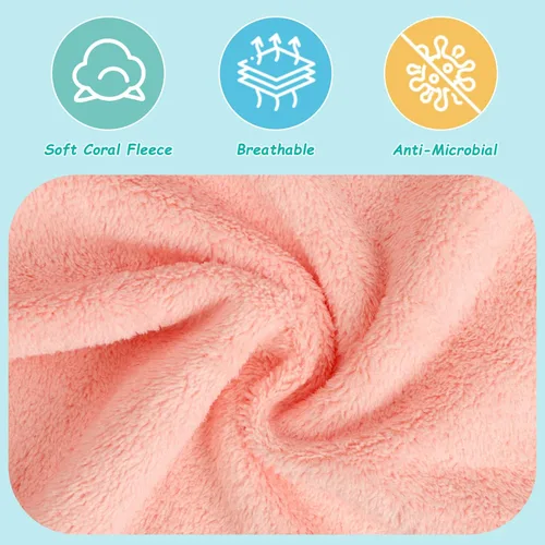 Vista 3 de HOMEXCEL Paquete de 12 paños para bebé, toalla de baño de microfibra de forro polar coral para bebé, 7 x 9 pulgadas, extra absorbente, suave, paño