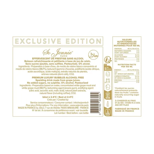 Vista 2 de Muestra de vino espumoso - Cuatro (4) vinos sin alcohol de 25.4 fl oz cada uno - Elivo Zero Zero Deluxe Sparkling, Princess Bollicine Bianco Extra