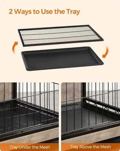 Vista 5 de Feandrea Muebles de jaula para perros, mesa auxiliar auxiliar de 38.6 pulgadas, moderna perrera para perros de interior de hasta 70 libras, jaula