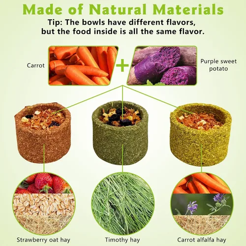 Vista 2 de Paquete de 3 juguetes naturales de conejillo de indias Timothy Alimentos Pequeños Animales Molares Juguetes Timothy Hierba Conejo Juguetes