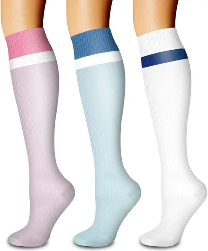 Paquete de 3 pares de calcetines de compresión médica para mejorar la circulación de mujeres y hombres, para correr, hacer deporte y amamantar