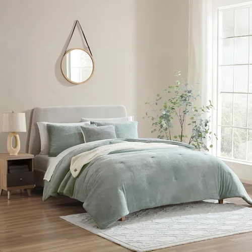 Vista 3 de Juego de edredón UGG Remina de 5 piezas con cama en una bolsa, manta, almohada decorativa, fundas y edredón reversible hipoalergénico lavable